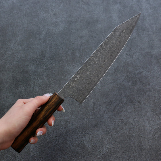 Yoshimi Kato SG2 Damascus Kiritsuke Gyuto 210mm Burnt Oak Handle - Seisuke Knife