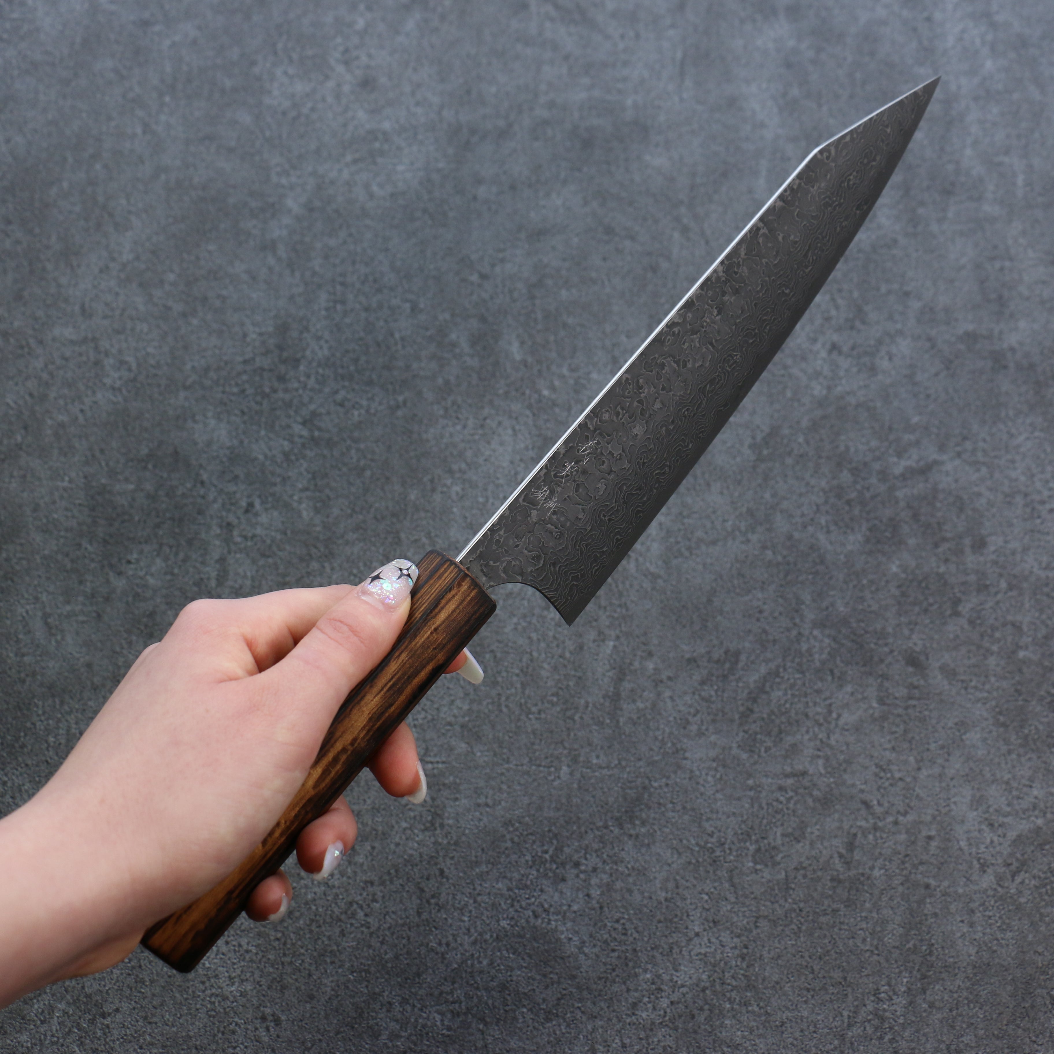 Yoshimi Kato SG2 Damascus Kiritsuke Gyuto 210mm Burnt Oak Handle - Seisuke Knife