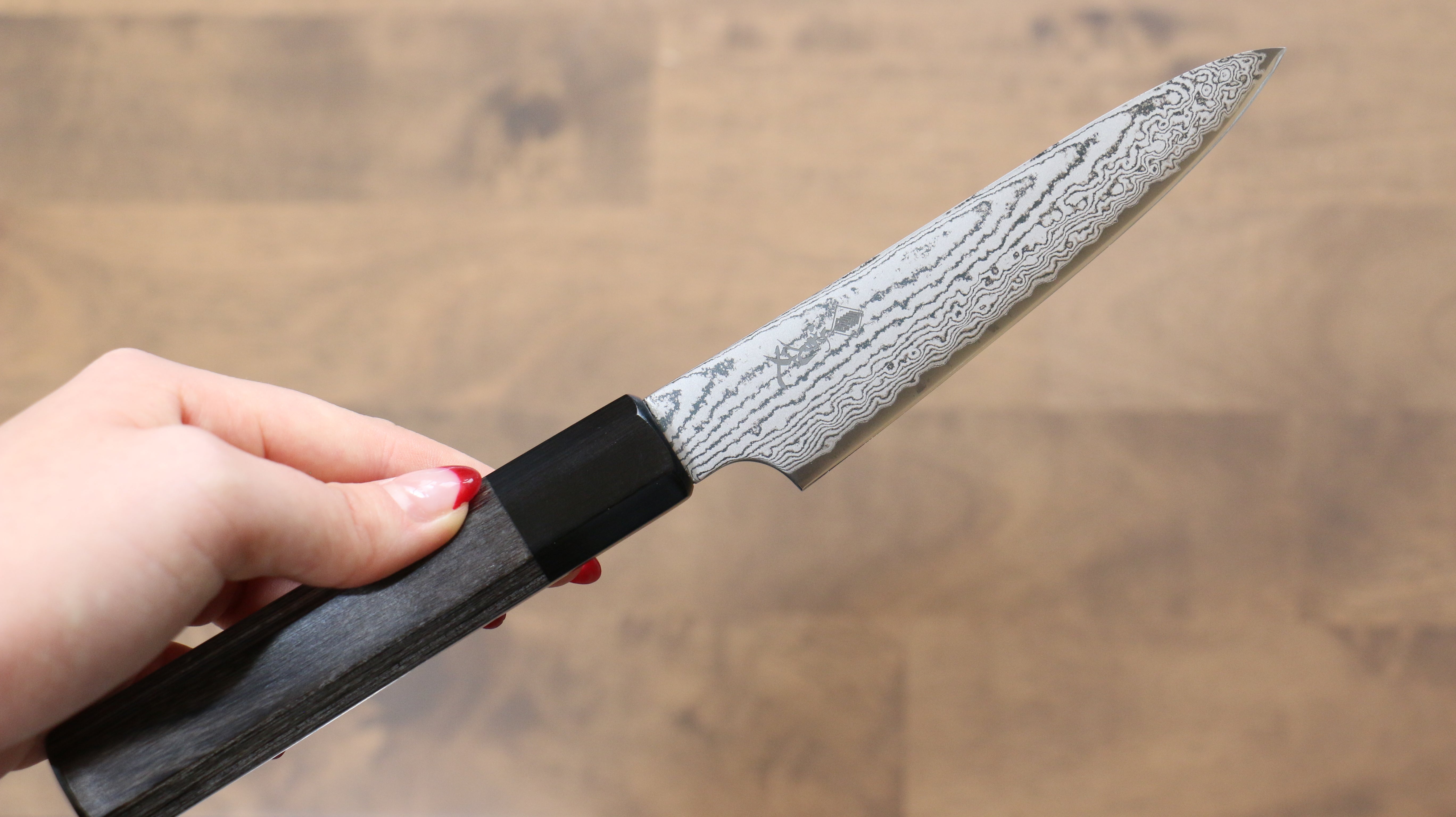 Kanjyo VG10 Damascus Petty-Utility 120mm Gray Pakkawood Handle - Seisuke Knife