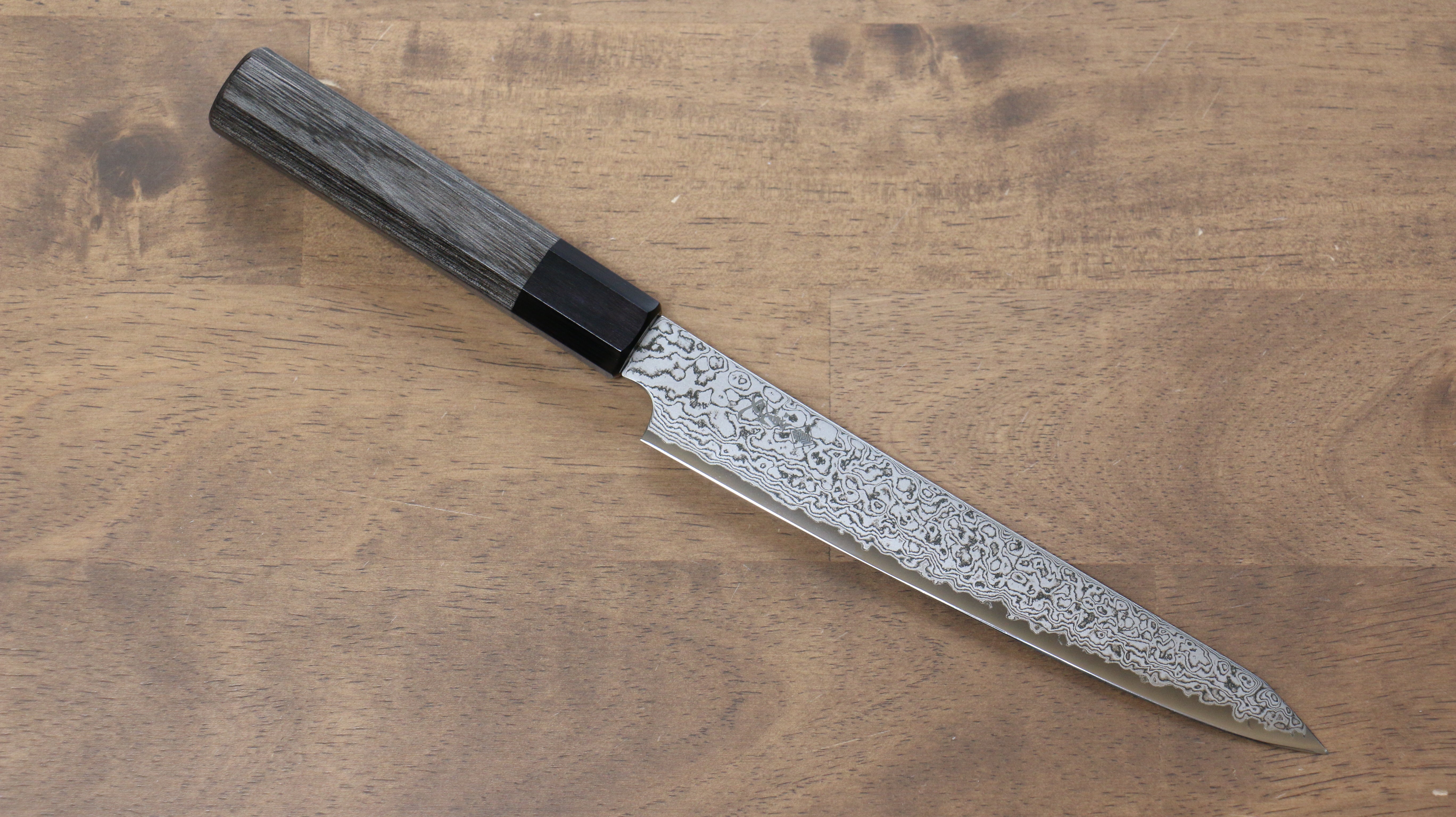 Kanjyo VG10 Damascus Kiritsuke Petty-Utility 180mm Gray Pakkawood Handle - Seisuke Knife