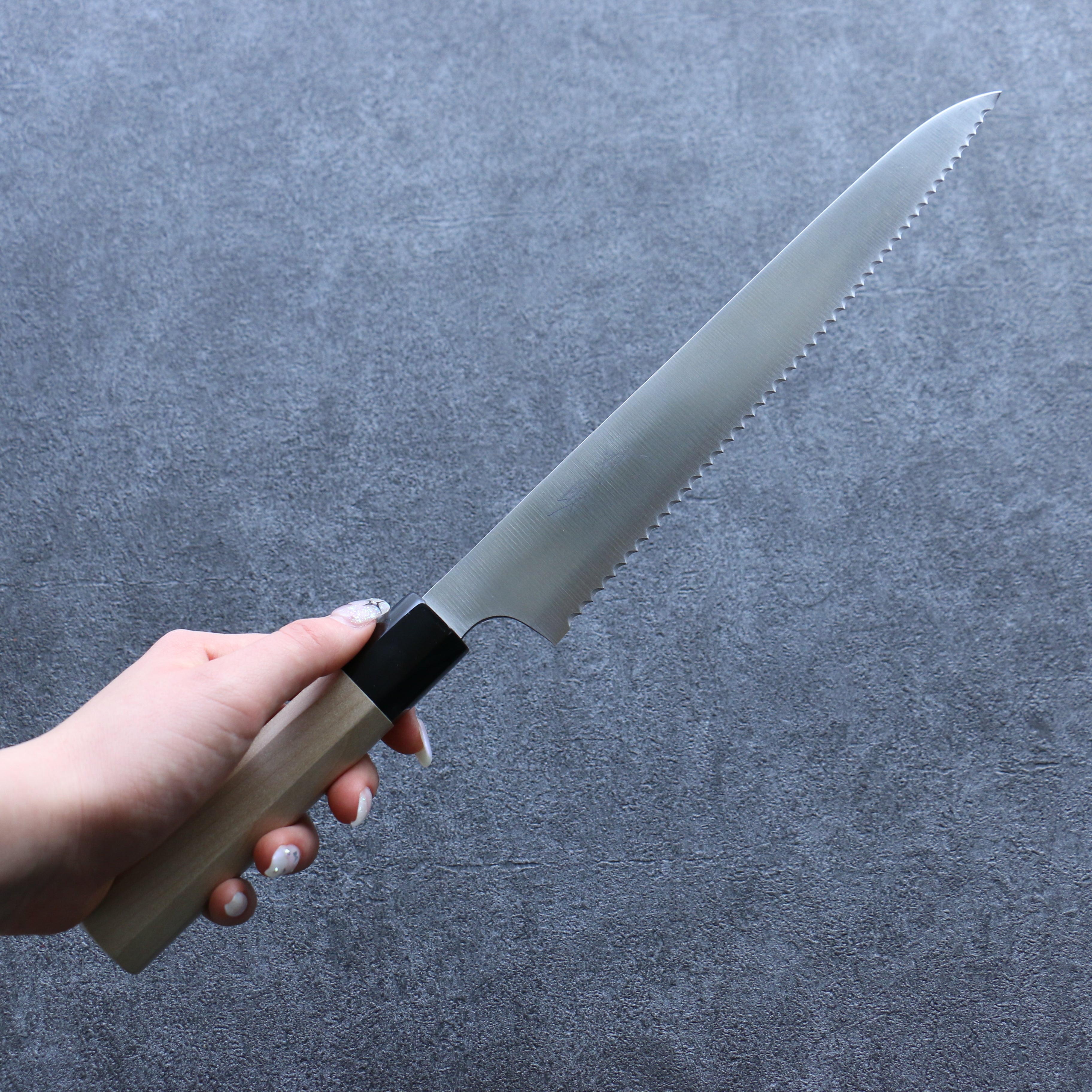 Seisuke Stainless Steel Bread Slicer 240mm Magnolia Handle - Seisuke Knife