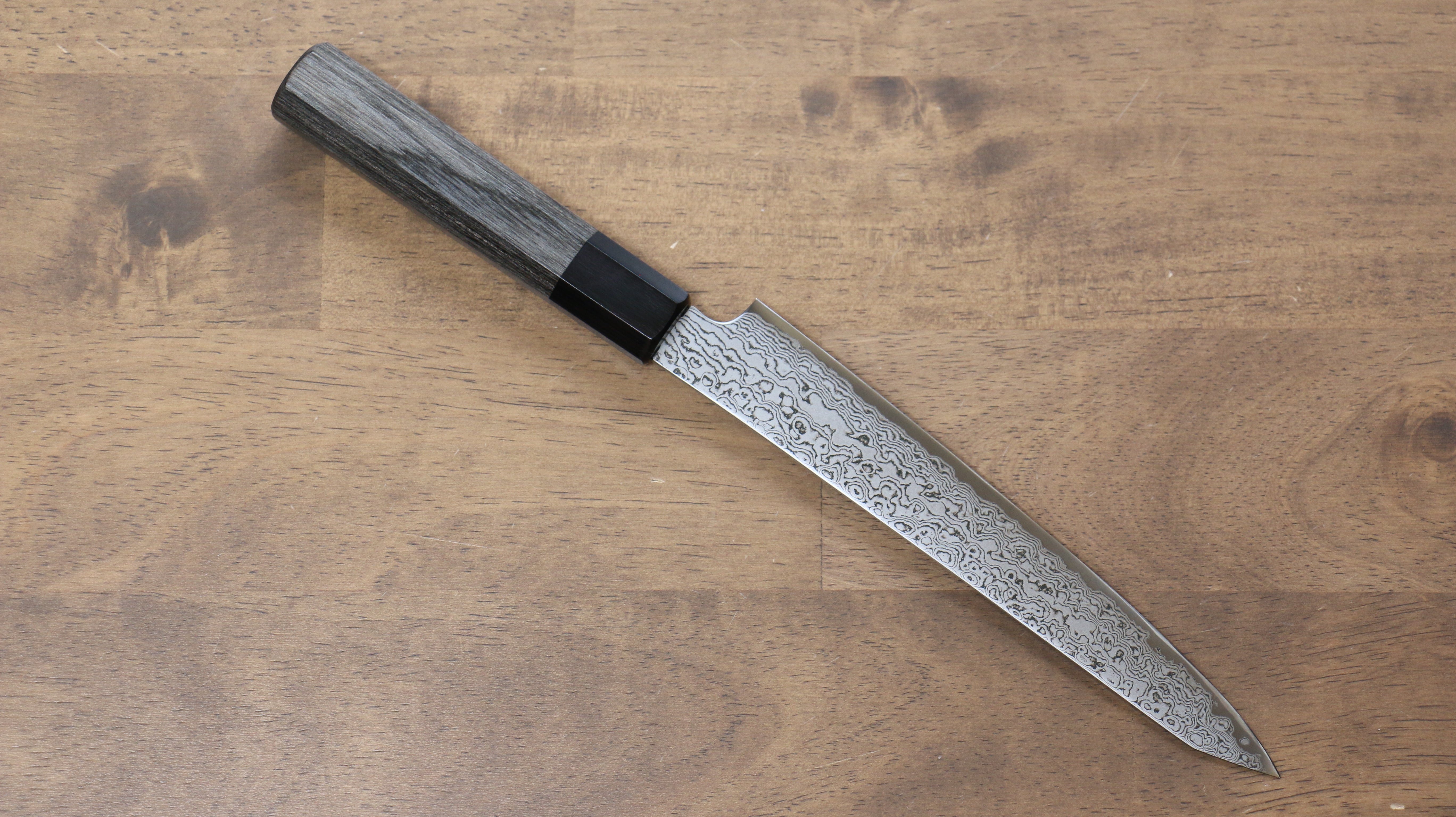 Kanjyo VG10 Damascus Kiritsuke Petty-Utility 180mm Gray Pakkawood Handle - Seisuke Knife