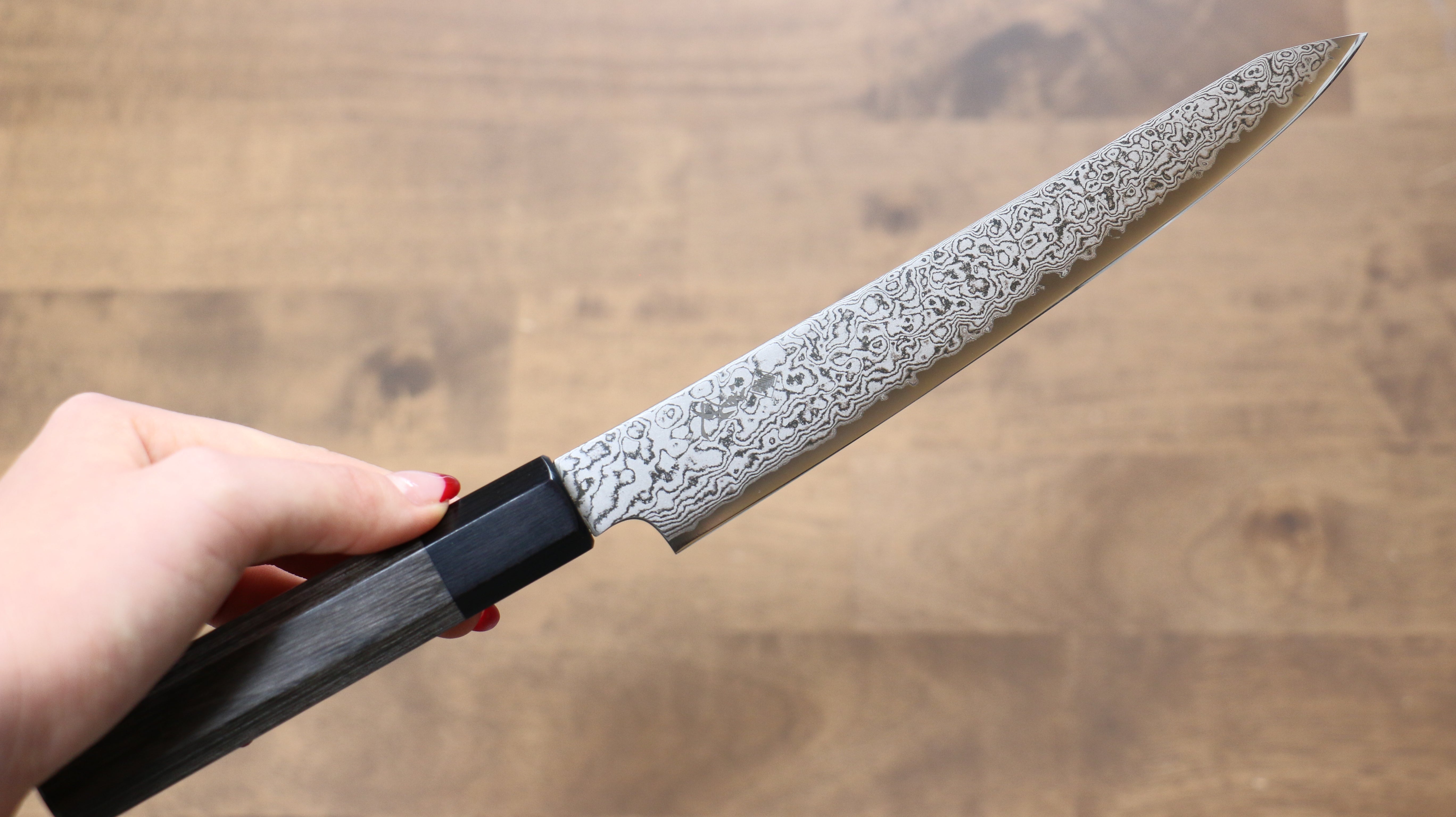 Kanjyo VG10 Damascus Kiritsuke Petty-Utility 180mm Gray Pakkawood Handle - Seisuke Knife