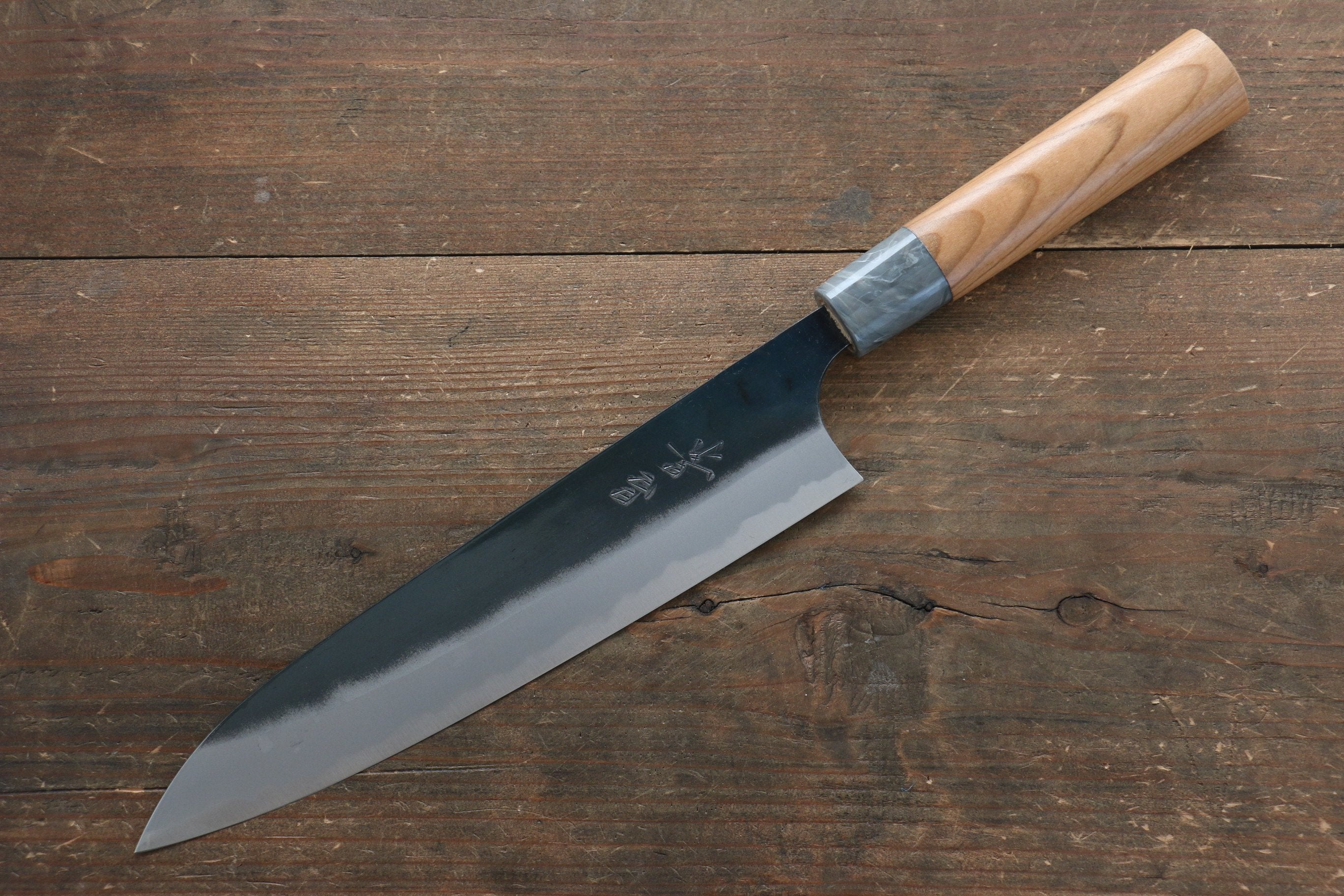 Masakage Masakage Mizu Blue Steel No.2 Black Finished Gyuto 210mm with American Cherry Handle - Seisuke Knife