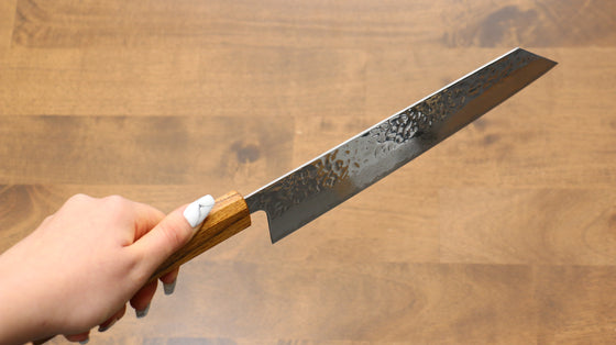 Seisuke Tsukikage AUS10 Migaki Finished Hammered Damascus Kiritsuke 240mm Oak Handle - Seisuke Knife