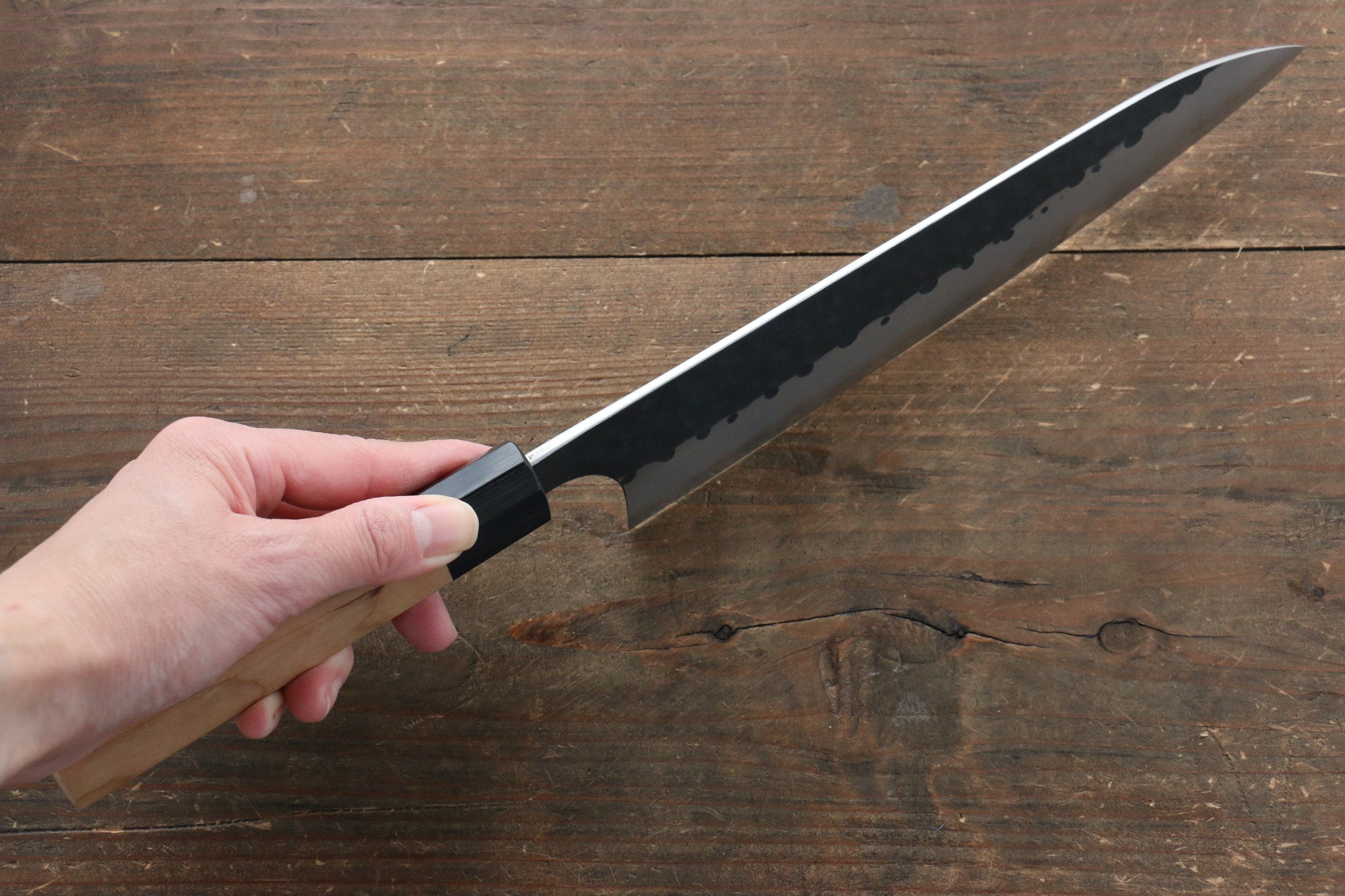 Masakage Koishi Blue Super Black Finished Gyuto 210mm American Cherry Handle - Seisuke Knife
