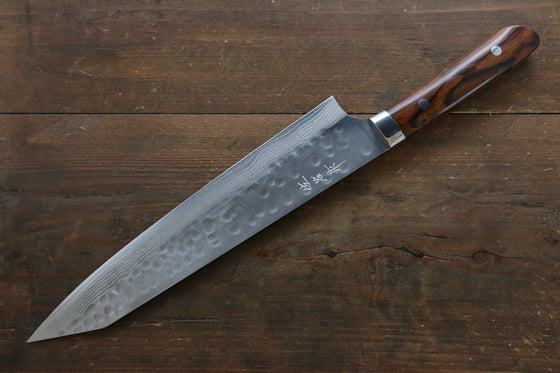 Takeshi Saji SRS13 Hammered Damascus Kiritsuke 270mm Ironwood Handle - Seisuke Knife