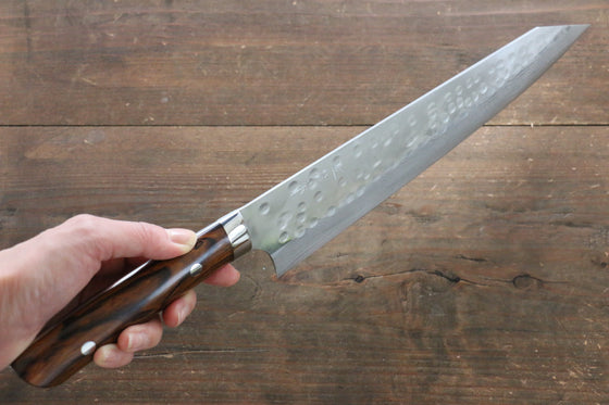 Takeshi Saji SRS13 Hammered Damascus Kiritsuke 270mm Ironwood Handle - Seisuke Knife