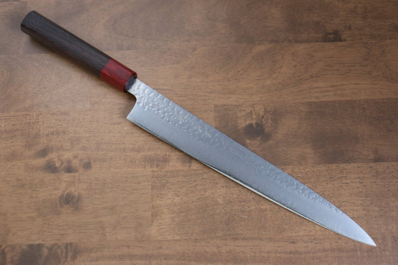 Yu Kurosaki Senko SG2 Hammered Sujihiki 270mm Shitan (ferrule: Red Pakka wood) Handle - Seisuke Knife