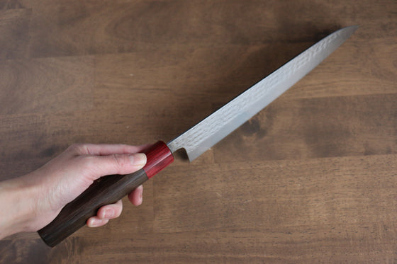 Yu Kurosaki Senko SG2 Hammered Gyuto 240mm Shitan (ferrule: Red Pakka wood) Handle - Seisuke Knife