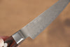 Seisuke Mokusei ZA-18 Mirrored Finish Damascus Petty-Utility 80mm Brown Pakka wood Handle - Seisuke Knife