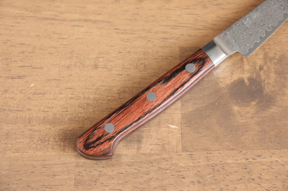 Seisuke Mokusei ZA-18 Mirrored Finish Damascus Petty-Utility 80mm Brown Pakka wood Handle - Seisuke Knife