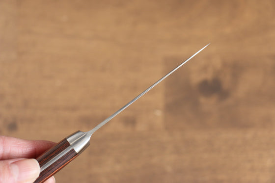 Seisuke Mokusei ZA-18 Mirrored Finish Damascus Petty-Utility 80mm Brown Pakka wood Handle - Seisuke Knife