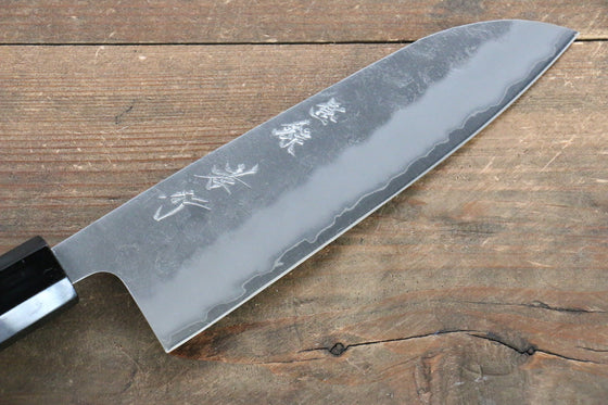 Sakai Takayuki Silver Steel No.3 Nashiji Santoku 170mm with Black Persimmon Handle - Seisuke Knife