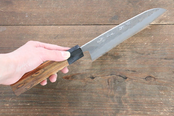 Sakai Takayuki Silver Steel No.3 Nashiji Santoku 170mm with Black Persimmon Handle - Seisuke Knife