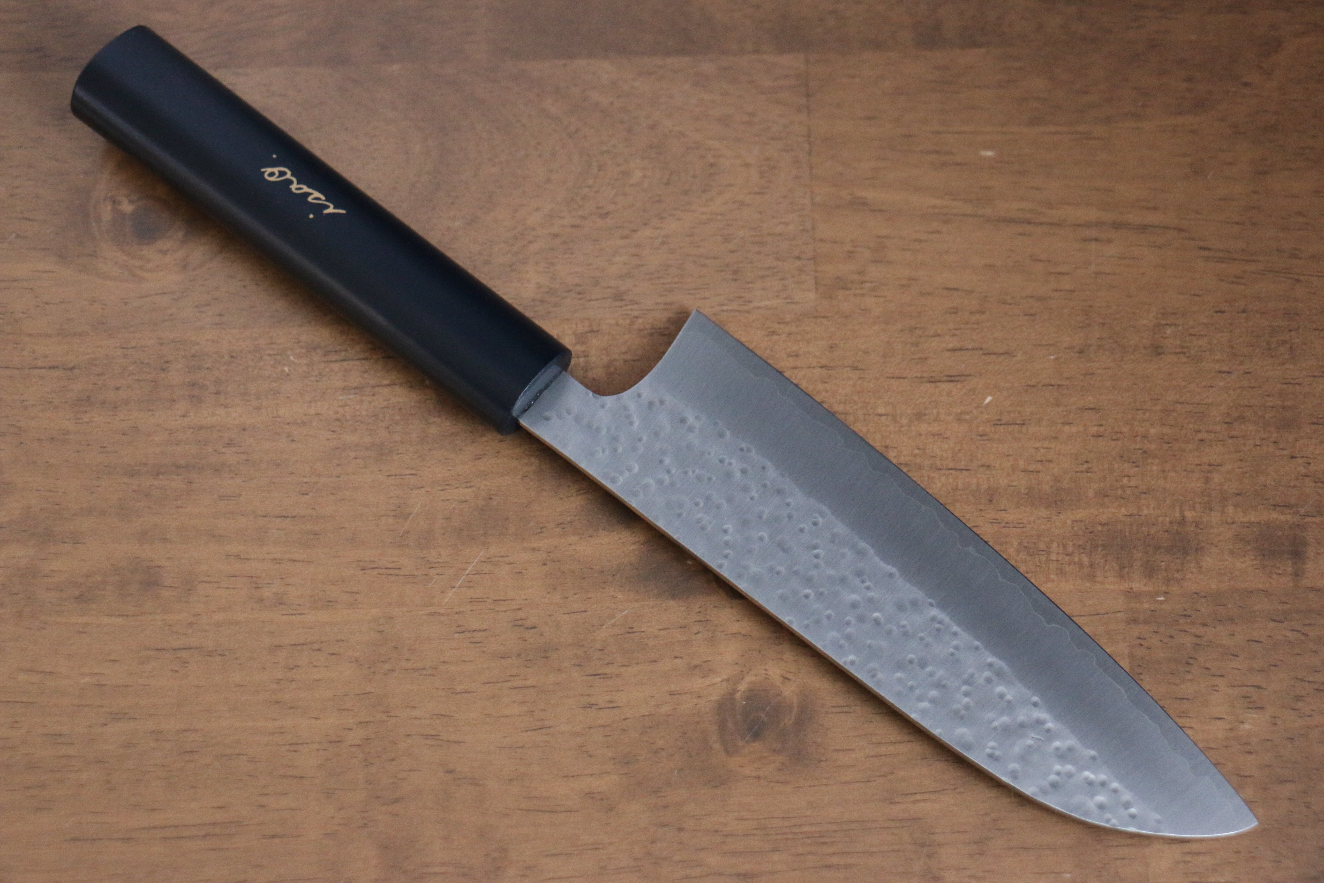 Makoto Kurosaki Sanma SG2 Hammered(Maru) Santoku 165mm Wood(Lacquered) Handle - Seisuke Knife