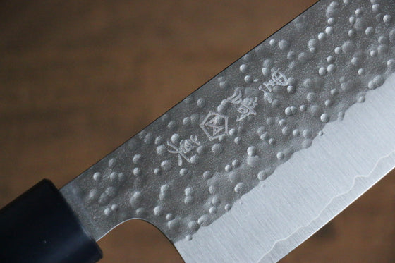 Makoto Kurosaki Sanma SG2 Hammered(Maru) Santoku 165mm Wood(Lacquered) Handle - Seisuke Knife