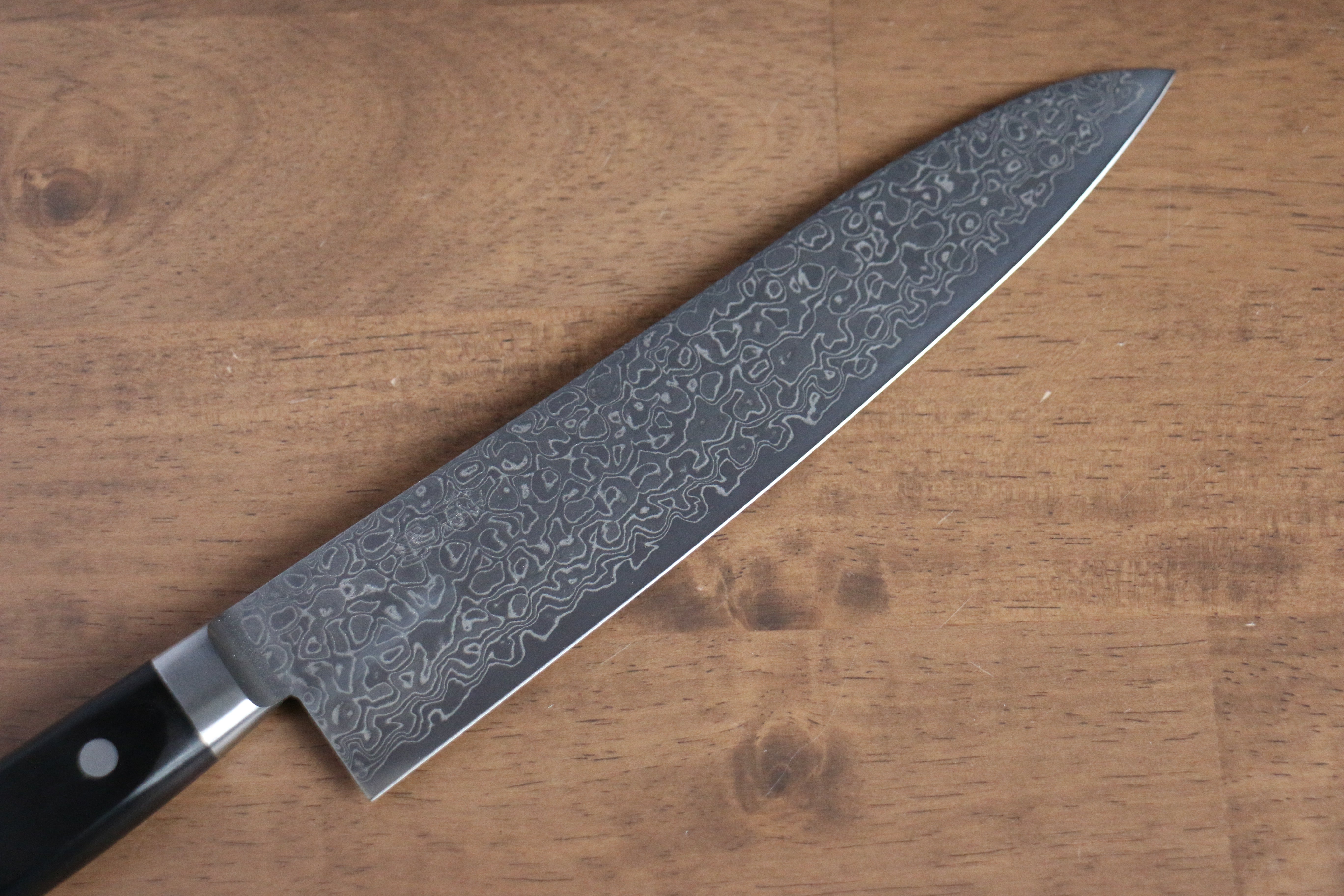 Seisuke Kagami AUS10 Mirrored Finish Damascus Gyuto 210mm Black Pakka wood Handle - Seisuke Knife