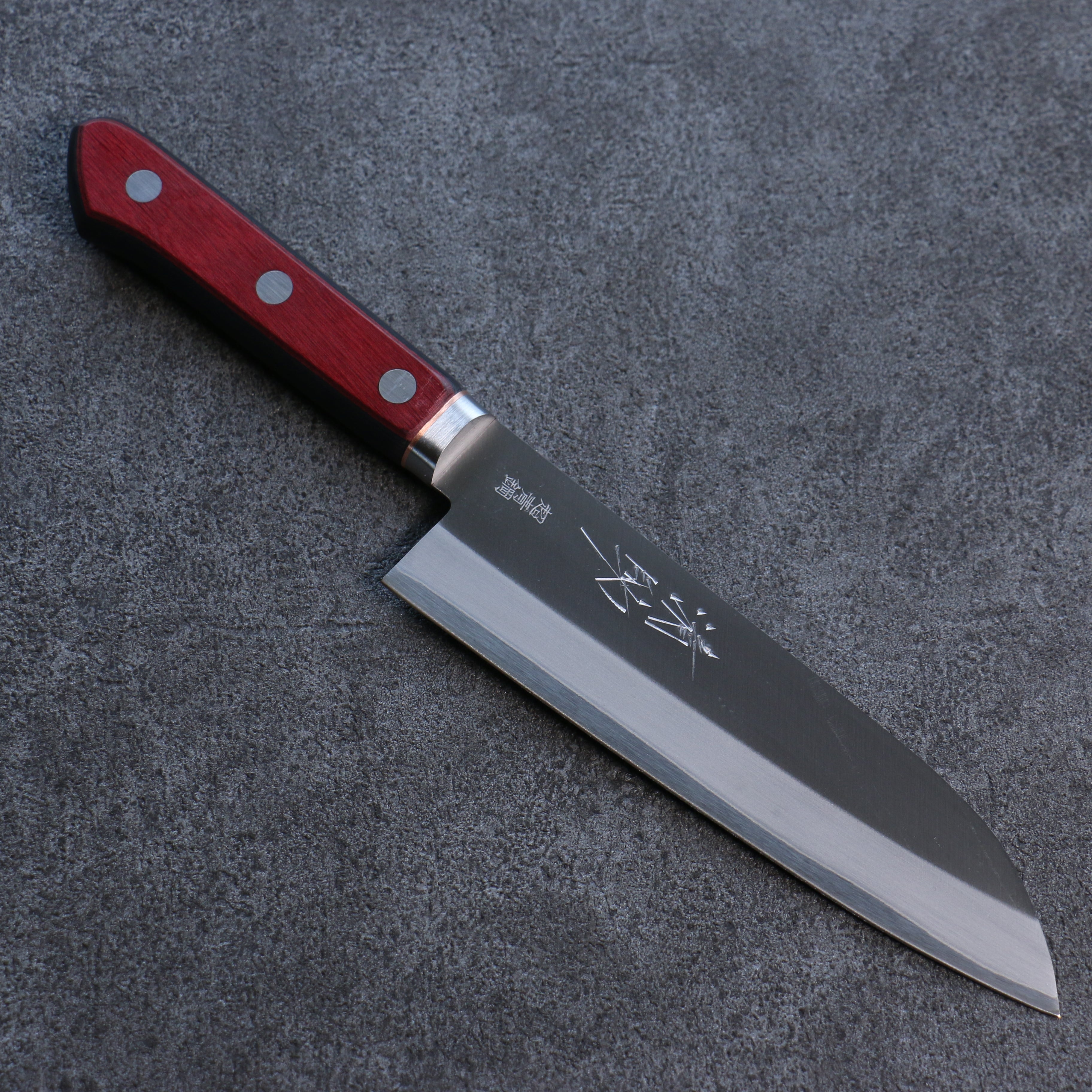 Seisuke Blue Super Migaki Finished Santoku 170mm Red and Black Pakka wood Handle - Seisuke Knife