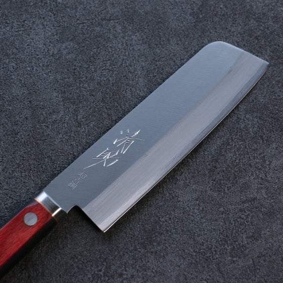 Seisuke Blue Super Migaki Finished Usuba 160mm with Red & Black Pakkawood Handle - Seisuke Knife