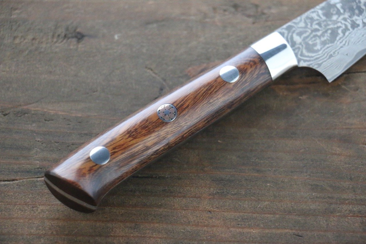 Takeshi Saji SG2 Black Damascus Petty-Utility  90mm Ironwood Handle - Seisuke Knife
