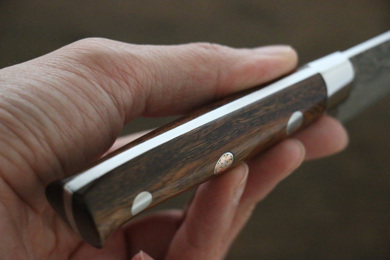 Takeshi Saji SG2 Black Damascus Petty-Utility  90mm Ironwood Handle - Seisuke Knife