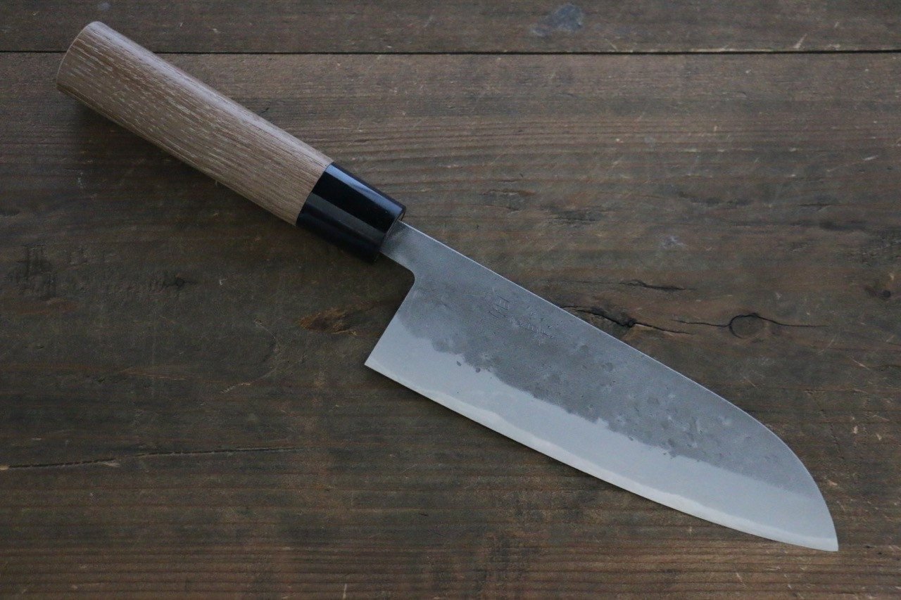 Seisuke Blue Steel No.2 Nashiji Santoku 165mm Chestnut Handle - Seisuke Knife