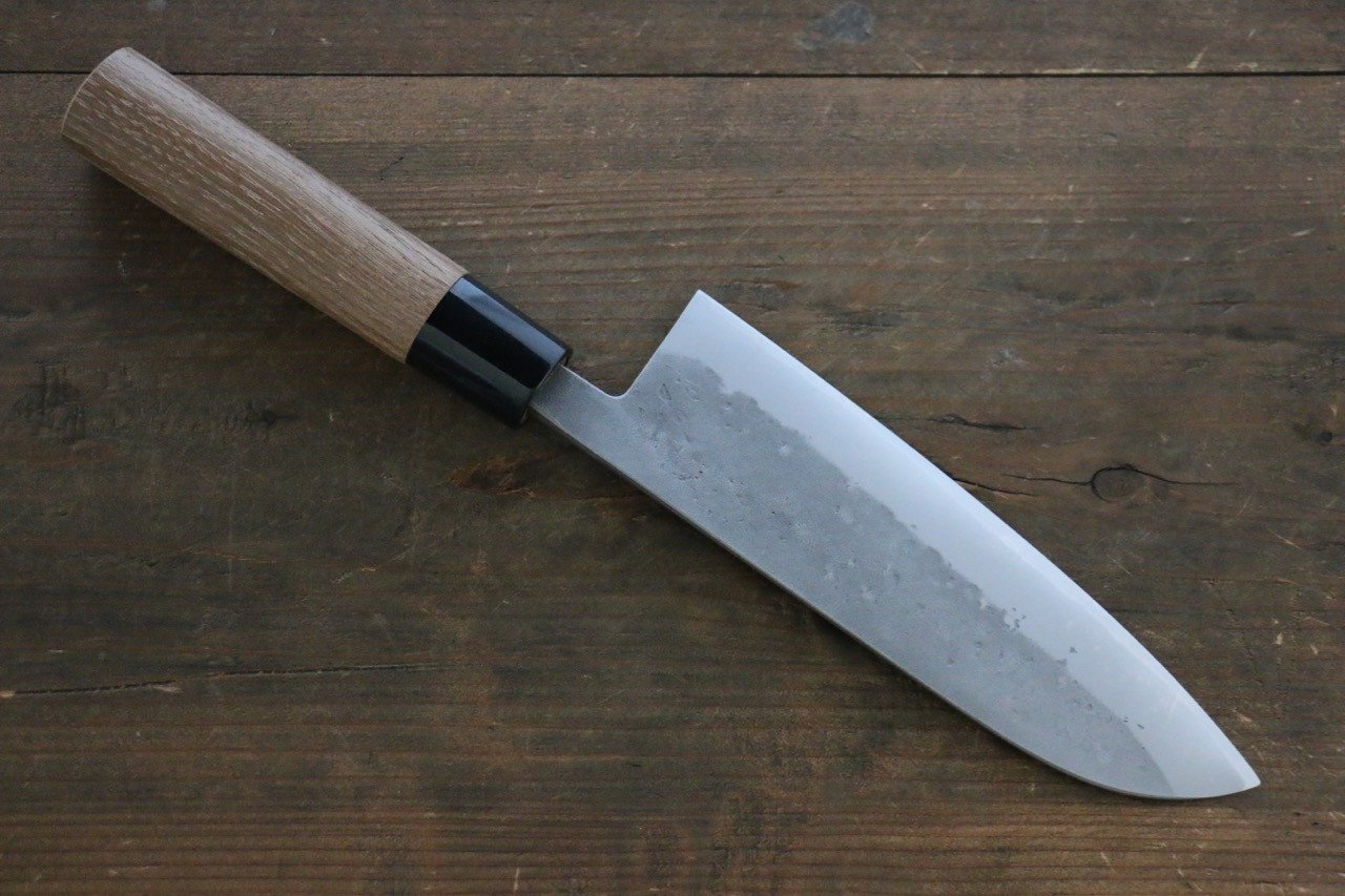 Seisuke Blue Steel No.2 Nashiji Santoku 165mm Chestnut Handle - Seisuke Knife