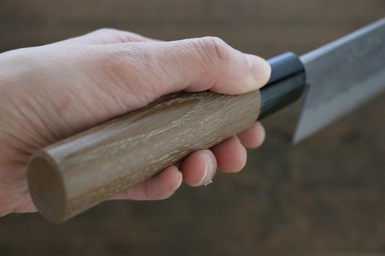 Seisuke Blue Steel No.2 Nashiji Santoku 165mm Chestnut Handle - Seisuke Knife