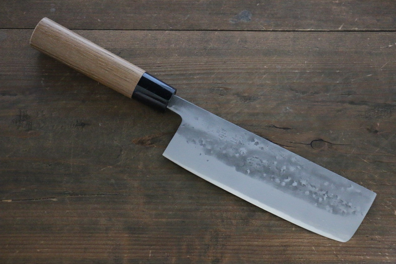 Seisuke Blue Steel No.2 Nashiji Nakiri 165mm Chestnut Handle - Seisuke Knife