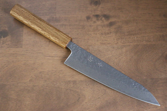 Seisuke Tsukikage AUS10 Migaki Finished Hammered Damascus Gyuto 180mm Oak Handle - Seisuke Knife