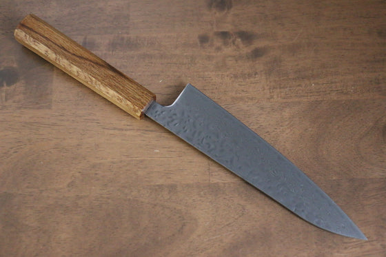 Seisuke Tsukikage AUS10 Migaki Finished Hammered Damascus Gyuto 180mm Oak Handle - Seisuke Knife