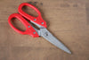 Stainless Steel Kitchen Scissors  Red Plastic Handle - Seisuke Knife