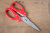 Stainless Steel Kitchen Scissors  Red Plastic Handle - Seisuke Knife