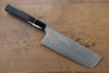 Takeshi Saji Blue Steel No.2 Colored Damascus Nakiri 165mm Ebony with Ring Handle - Seisuke Knife - Slide 1