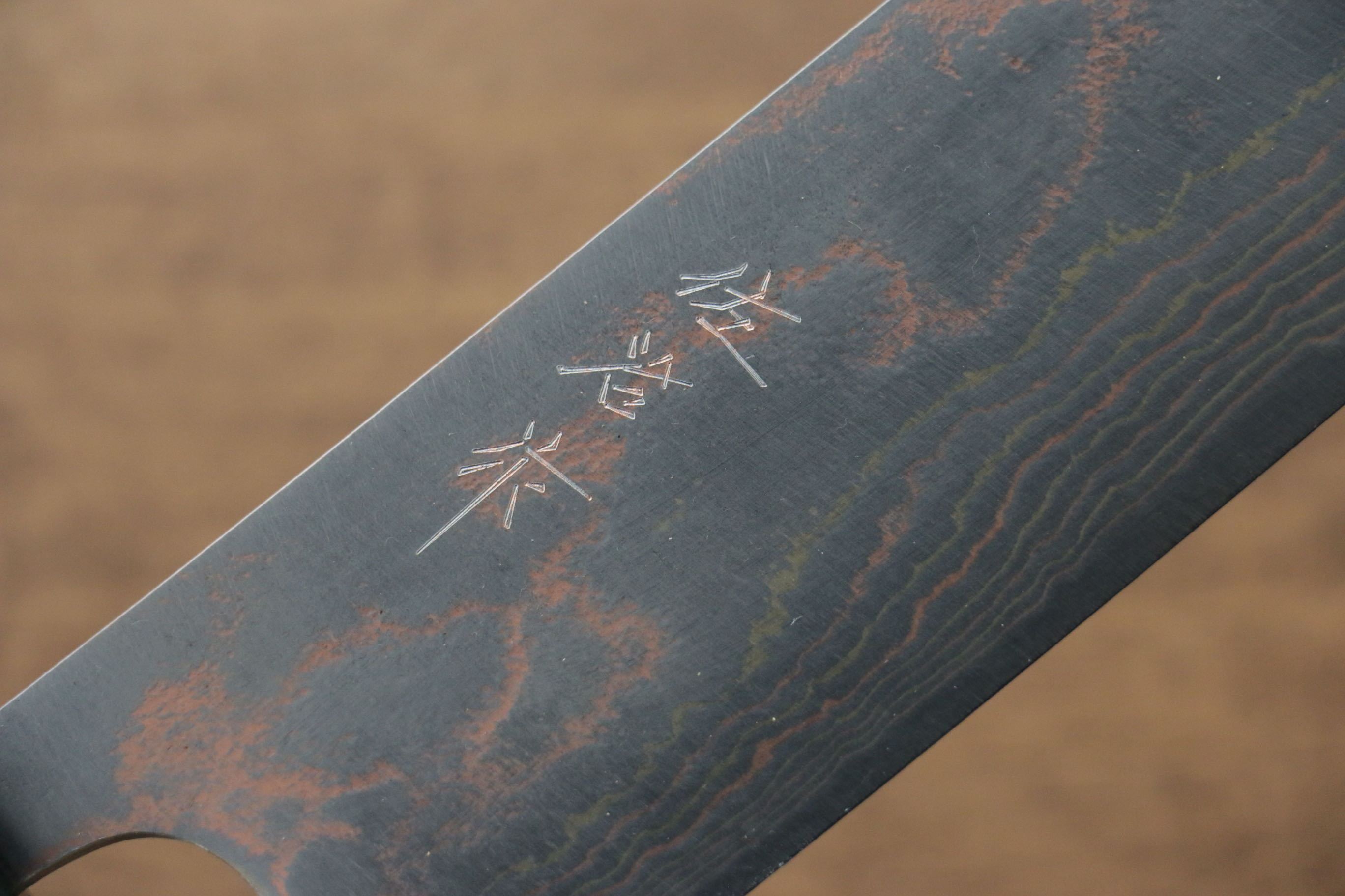 Takeshi Saji Blue Steel No.2 Colored Damascus Nakiri 165mm Ebony with Ring Handle - Seisuke Knife