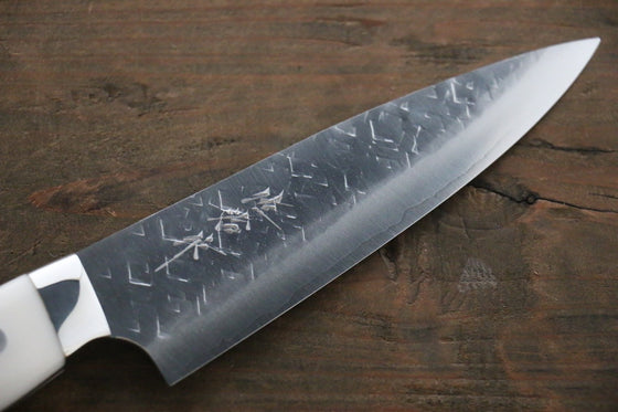 Takeshi Saji SRS13 Hammered Petty Japanese Chef Knife 130mm wtih Marble Handle - Seisuke Knife