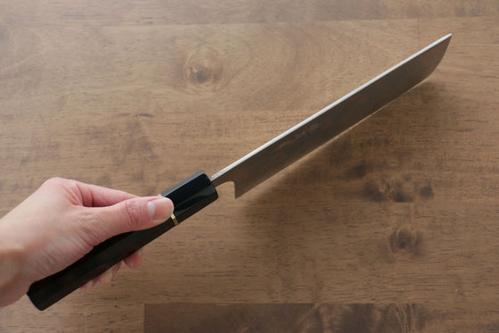 Takeshi Saji Blue Steel No.2 Colored Damascus Nakiri 165mm Ebony with Ring Handle - Seisuke Knife