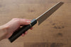 Takeshi Saji Blue Steel No.2 Colored Damascus Bunka 165mm Ebony with Ring Handle - Seisuke Knife