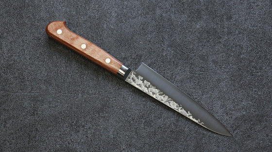 Takamura Knives Chromax Steel Hammered Petty-Utility 130mm Brown Pakka wood Handle - Seisuke Knife