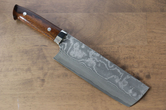 Takeshi Saji VG10 Black Damascus Nakiri 170mm Ironwood Handle - Seisuke Knife