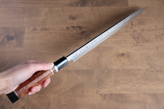 Yu Kurosaki Shizuku SG2 Hammered Yanagiba 300mm Chinese Quince with Double Water Buffalo Ring Handle - Seisuke Knife