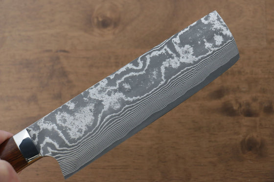 Takeshi Saji VG10 Black Damascus Nakiri 170mm Ironwood Handle - Seisuke Knife