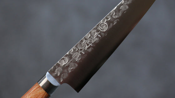 Takamura Knives Chromax Steel Hammered Petty-Utility 130mm Brown Pakka wood Handle - Seisuke Knife