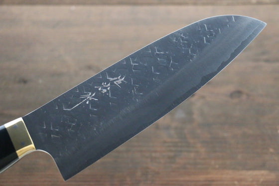 Takeshi Saji SRS13 Hammered Santoku Japanese Chef Knife 180mm with Black Micarta - Seisuke Knife