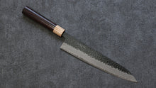  Seisuke Shitan Blue Super Hammered Kurouchi Gyuto 240mm Shitan Handle - Seisuke Knife