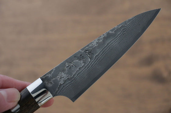 Takeshi Saji VG10 Black Damascus Petty-Utility 90mm Ironwood Handle - Seisuke Knife