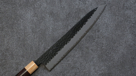 Seisuke Shitan Blue Super Hammered Kurouchi Gyuto 240mm Shitan Handle - Seisuke Knife