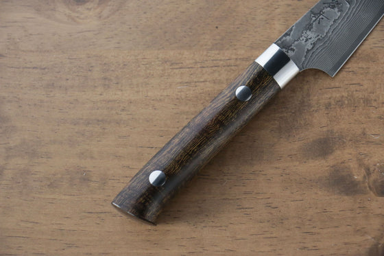 Takeshi Saji VG10 Black Damascus Petty-Utility 90mm Ironwood Handle - Seisuke Knife