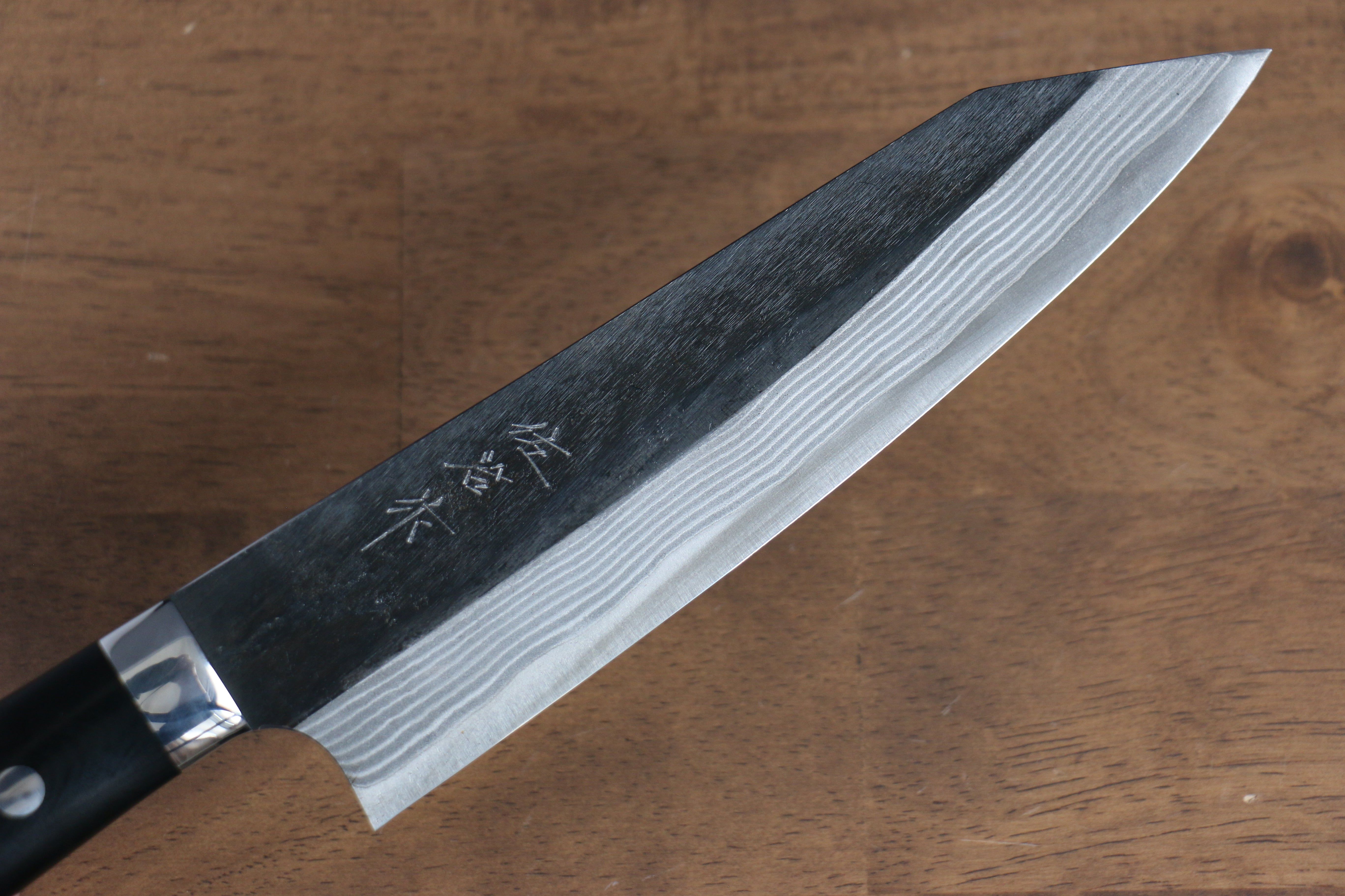 Takeshi Saji Blue Super Kurouchi Damascus Gyuto 180mm Black Micarta(Nomura Style) Handle - Seisuke Knife